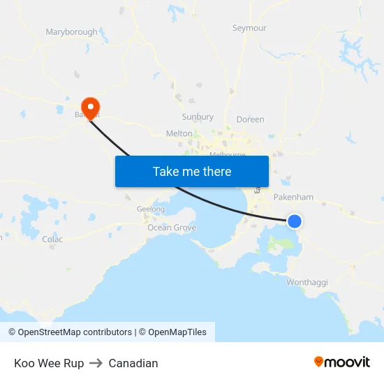 Koo Wee Rup to Canadian map