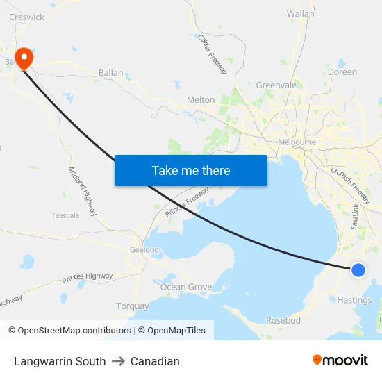 Langwarrin South to Canadian map