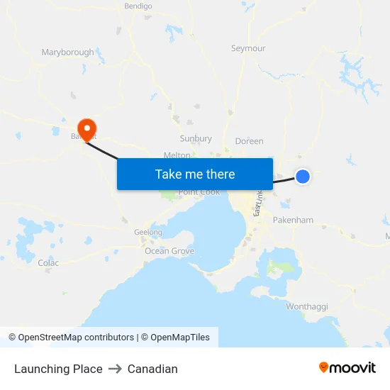 Launching Place to Canadian map
