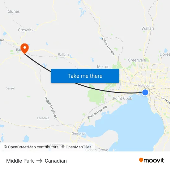 Middle Park to Canadian map