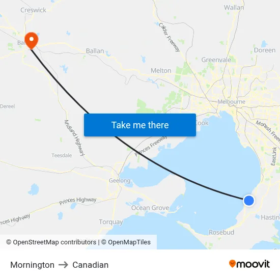 Mornington to Canadian map