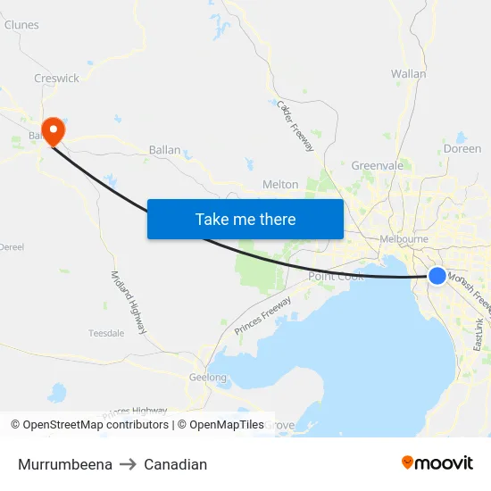 Murrumbeena to Canadian map