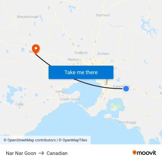Nar Nar Goon to Canadian map
