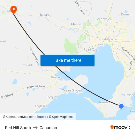 Red Hill South to Canadian map