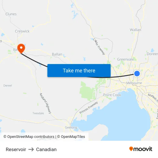 Reservoir to Canadian map