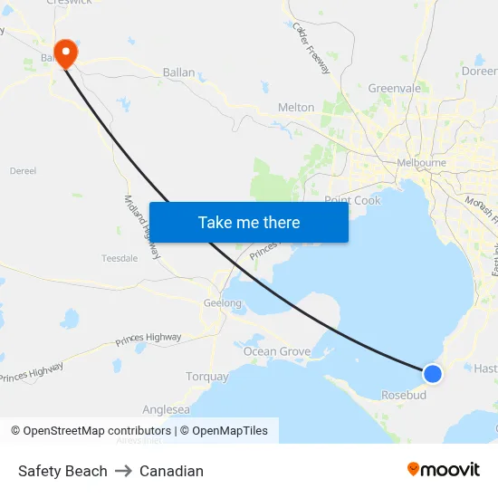 Safety Beach to Canadian map