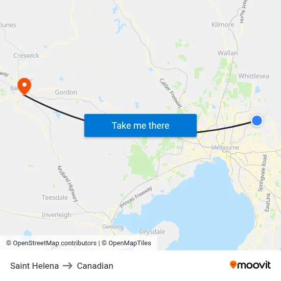 Saint Helena to Canadian map