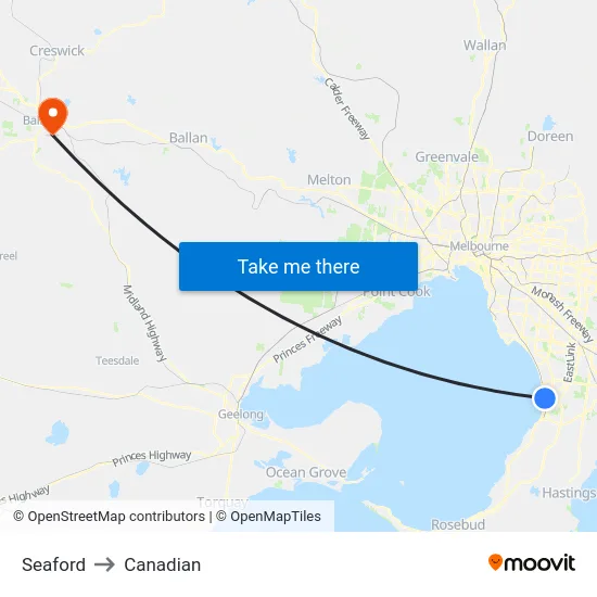 Seaford to Canadian map