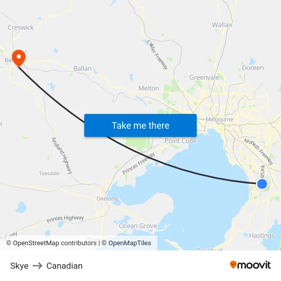 Skye to Canadian map