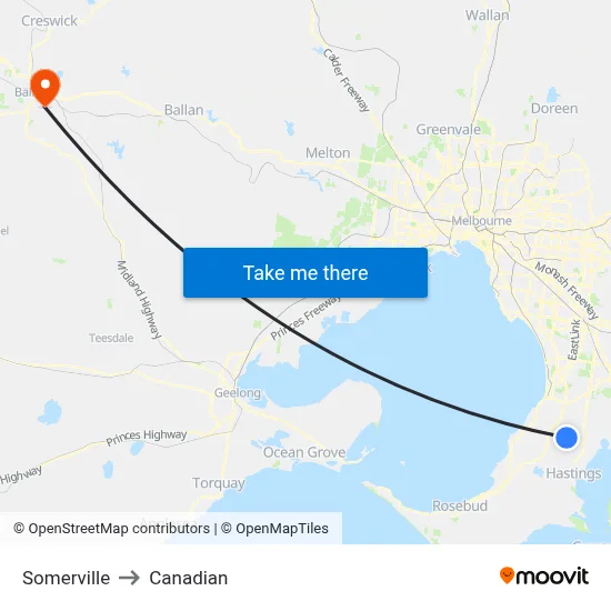 Somerville to Canadian map