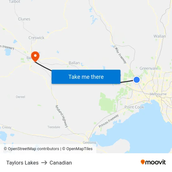 Taylors Lakes to Canadian map
