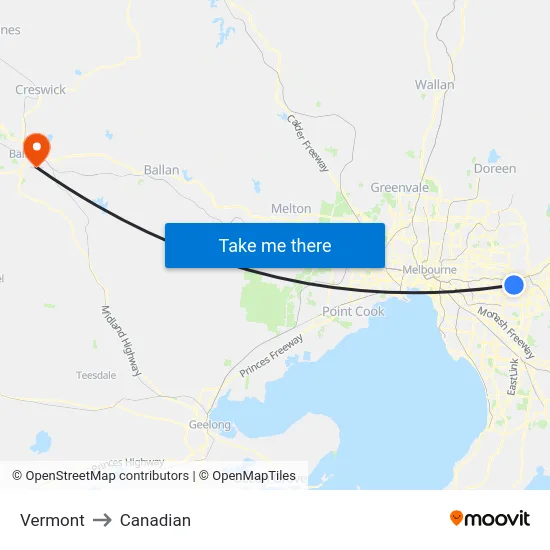 Vermont to Canadian map