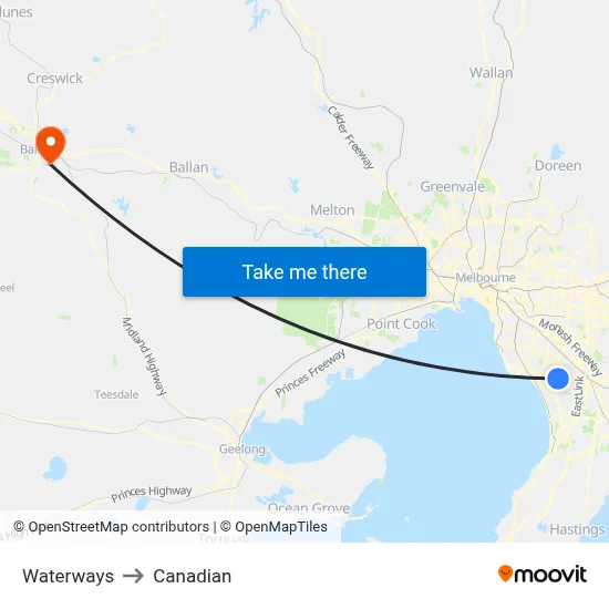 Waterways to Canadian map