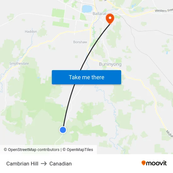 Cambrian Hill to Canadian map
