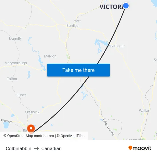 Colbinabbin to Canadian map