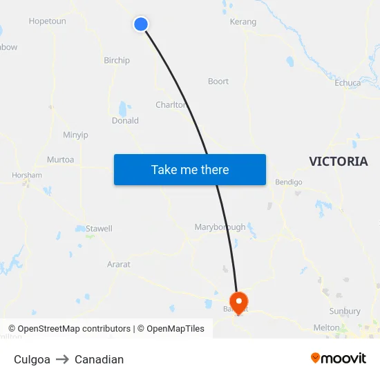 Culgoa to Canadian map
