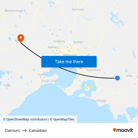 Darnum to Canadian map