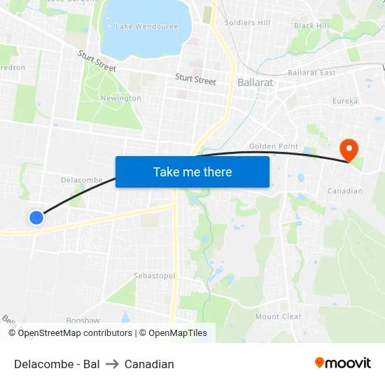 Delacombe - Bal to Canadian map