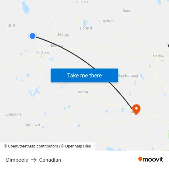 Dimboola to Canadian map