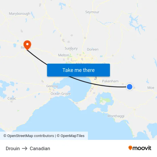 Drouin to Canadian map