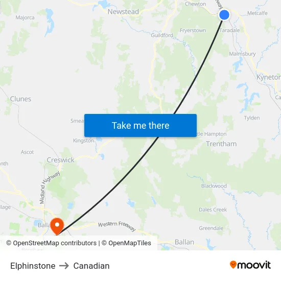 Elphinstone to Canadian map