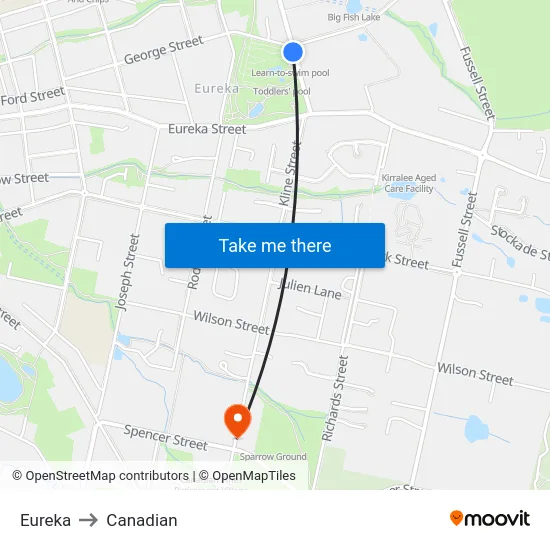 Eureka to Canadian map