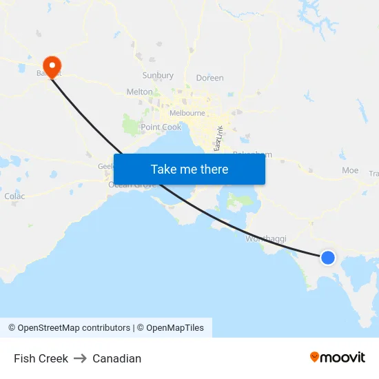 Fish Creek to Canadian map