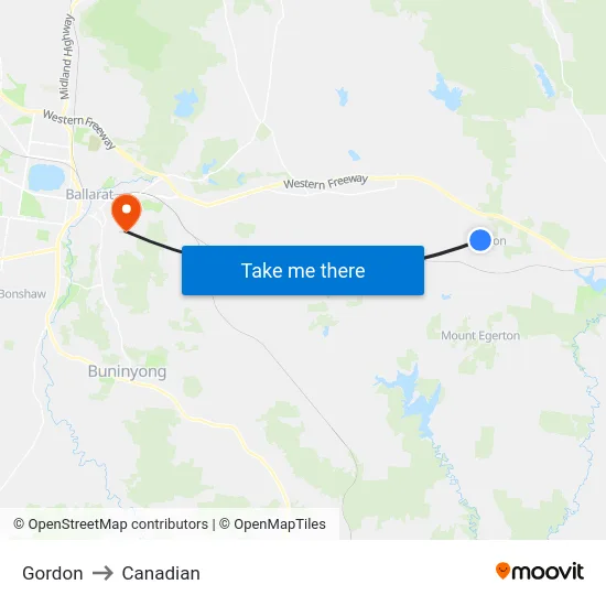 Gordon to Canadian map