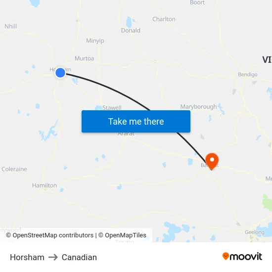 Horsham to Canadian map