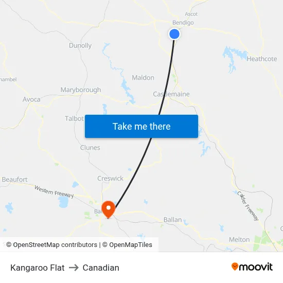 Kangaroo Flat to Canadian map