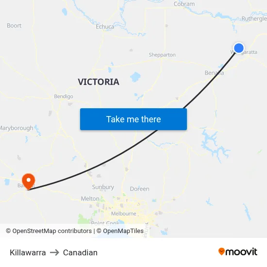 Killawarra to Canadian map