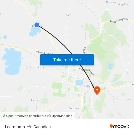 Learmonth to Canadian map