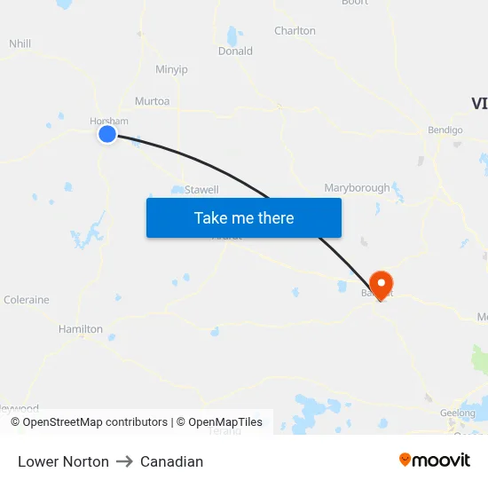 Lower Norton to Canadian map