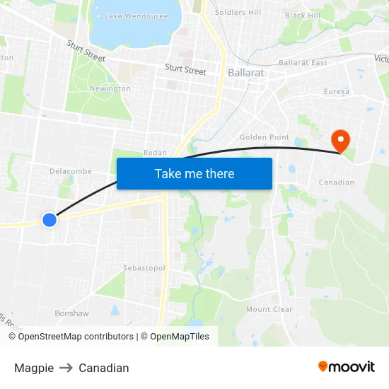 Magpie to Canadian map