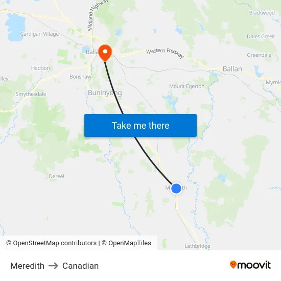 Meredith to Canadian map