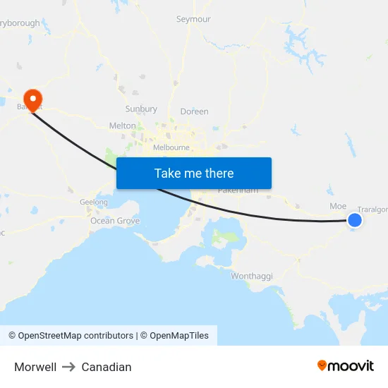 Morwell to Canadian map