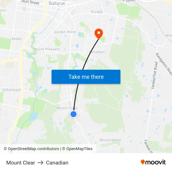 Mount Clear to Canadian map