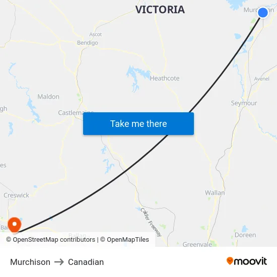 Murchison to Canadian map