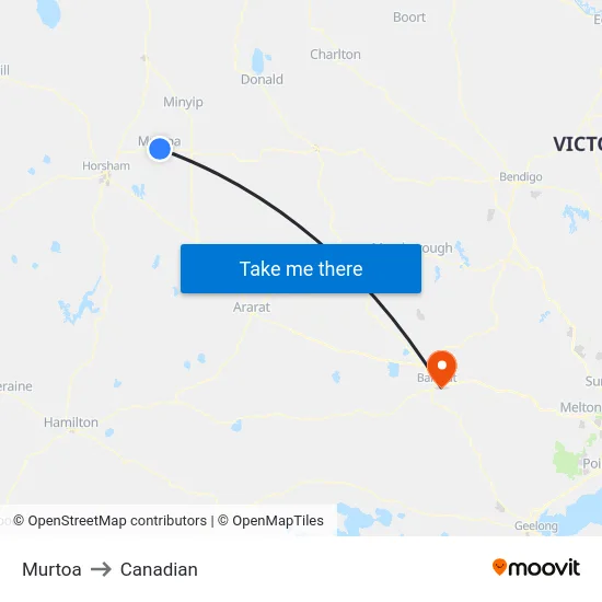 Murtoa to Canadian map