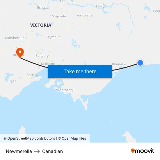 Newmerella to Canadian map