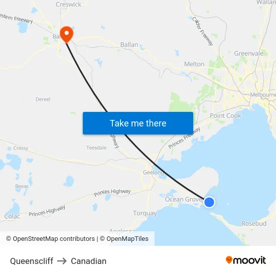 Queenscliff to Canadian map
