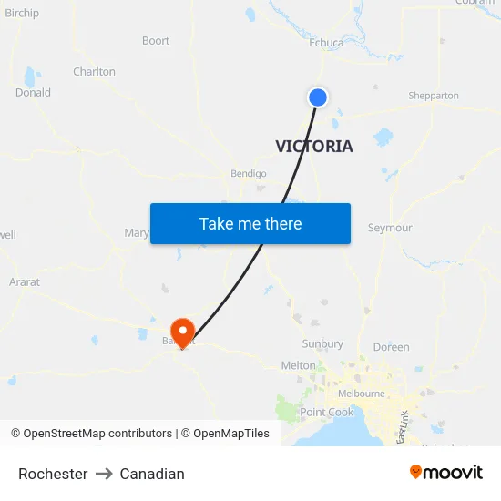 Rochester to Canadian map