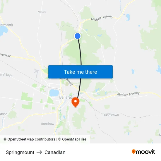 Springmount to Canadian map