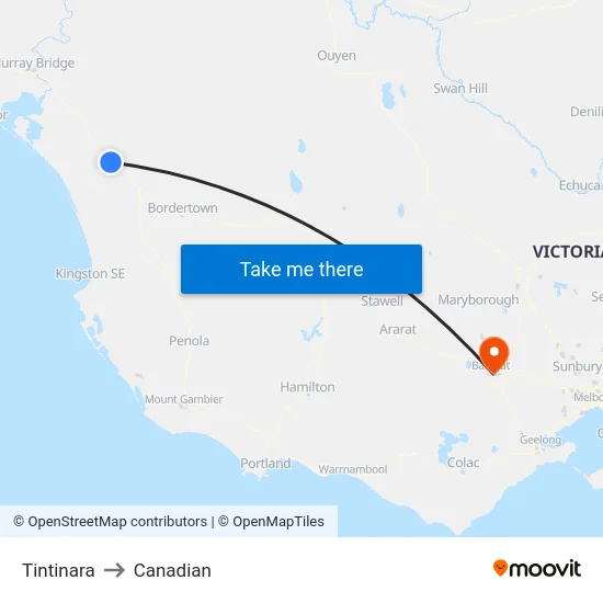 Tintinara to Canadian map