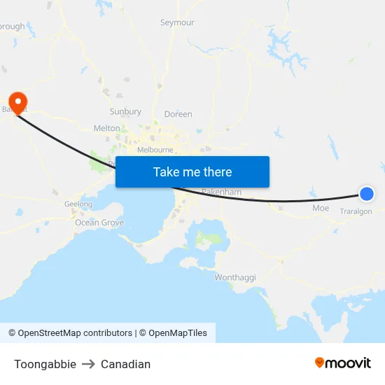 Toongabbie to Canadian map