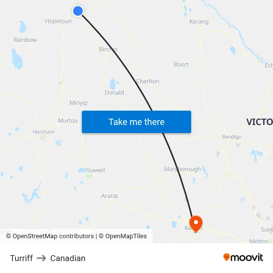 Turriff to Canadian map