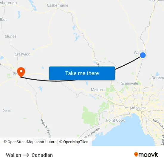 Wallan to Canadian map