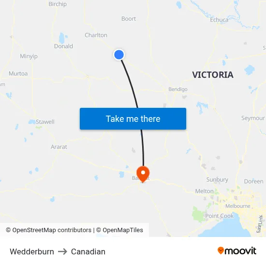 Wedderburn to Canadian map