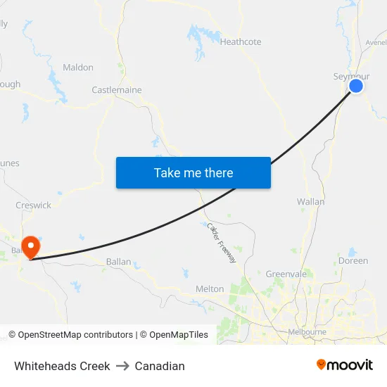 Whiteheads Creek to Canadian map