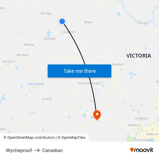 Wycheproof to Canadian map